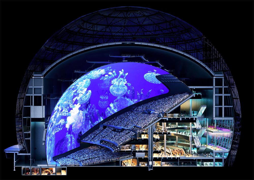 internal structure of MSG sphere in Las Vegas